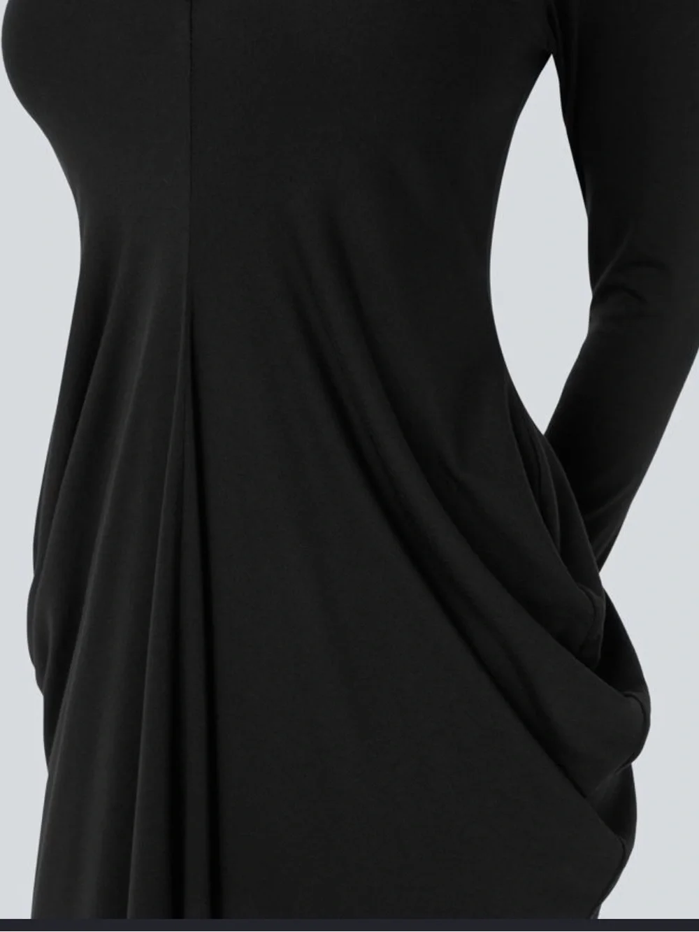 Halara Black Deep V-Neck Long Sleeve Stacked Ruched Maxi Dress Medium